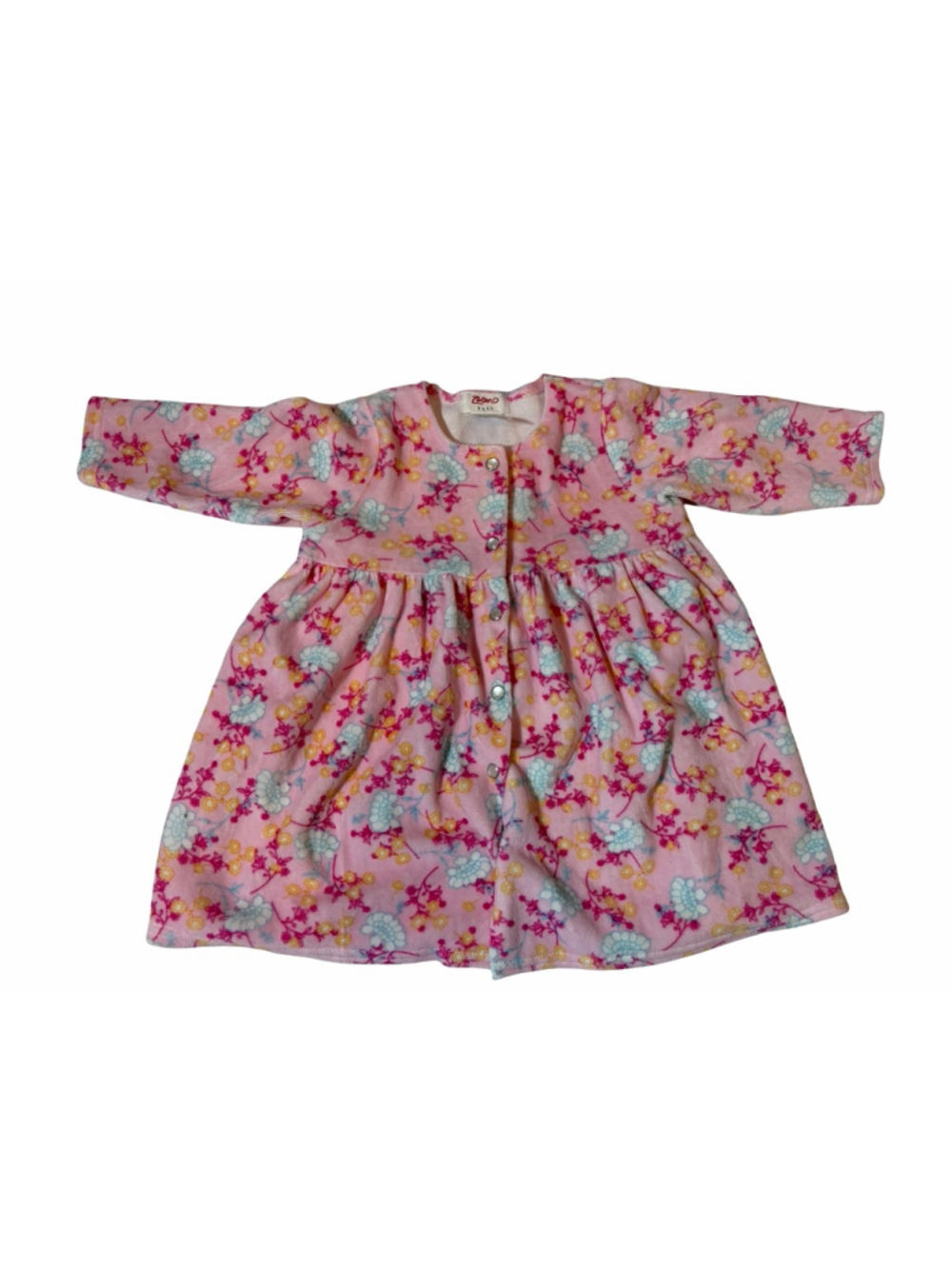 Zutano Baby Floral Velour Dress 6-12M Pink Snap Front Cottagecore